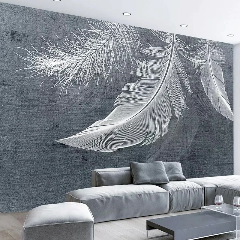 Home Textiles Photos - Wallpaper Mural Foto Bulu Sederhana Modern