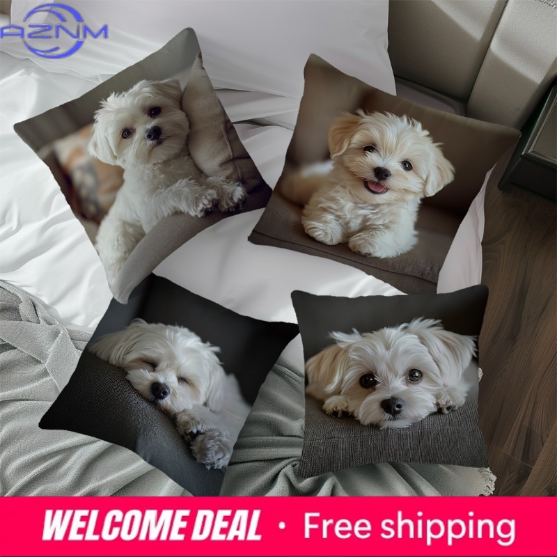 Home Textiles Photos - Sarung Bantal Cetak Foto Anjing Malta,