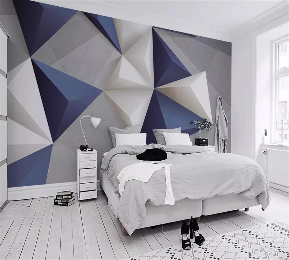 Home Textiles Photos - Wallpaper Kustom 3D Foto Mural Geometris