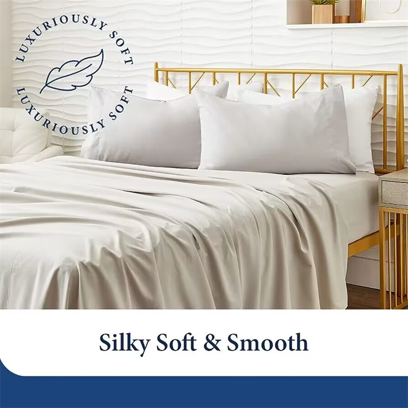 100% katun Mesir 4/6 buah Set  - Silk Sheet Set ulasan dan harga